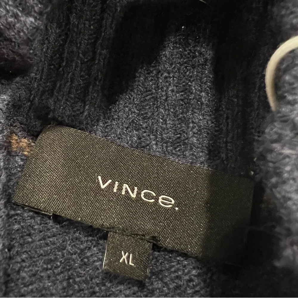 NEW $295 Vince Men’s‎ Wool Blend Striped Turtleneck Sweater Coastal Blue/Tan XL